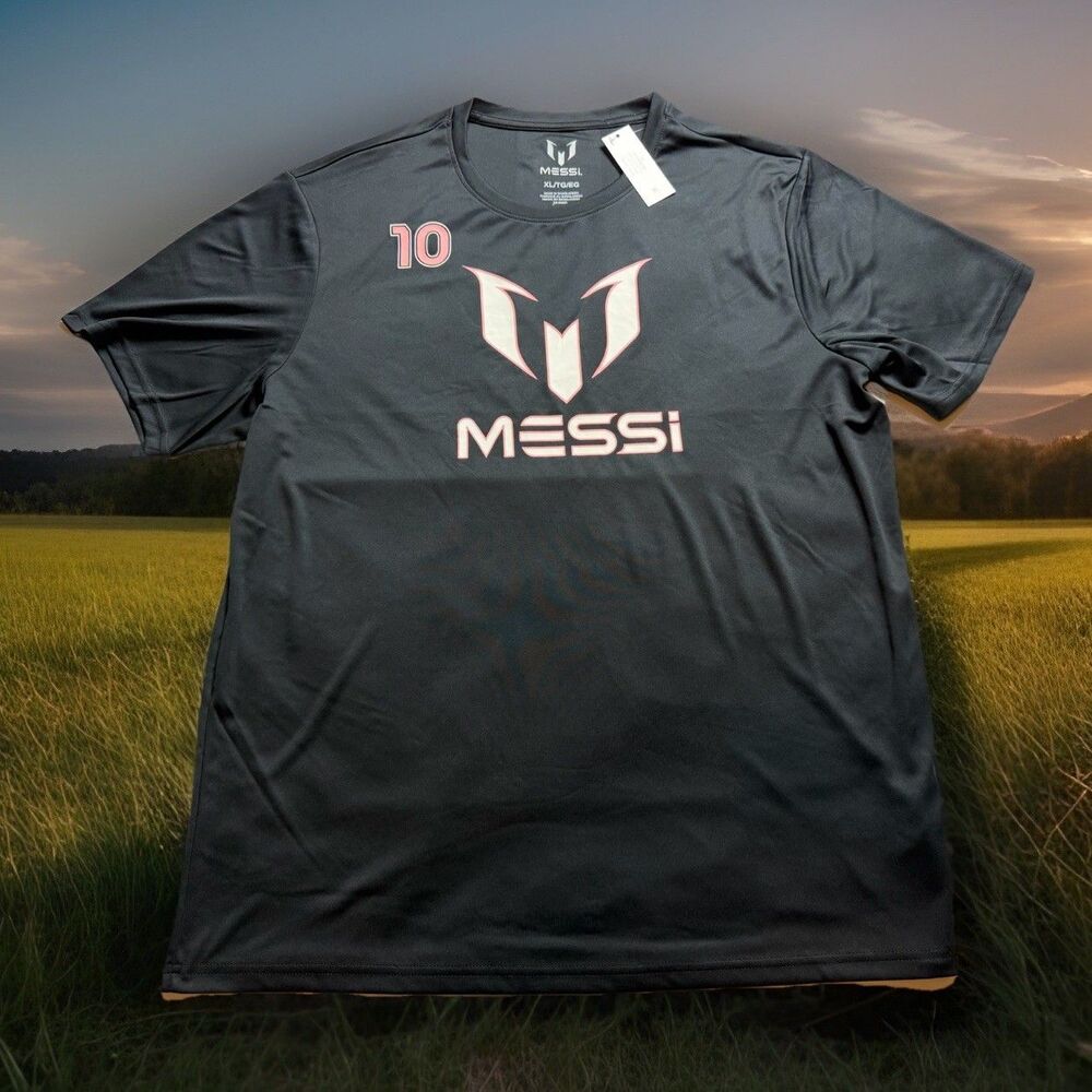 MESSI NWT Mens Soccer Athletic Jersey Top Shirt Sz XL Performance MLS Black Pink